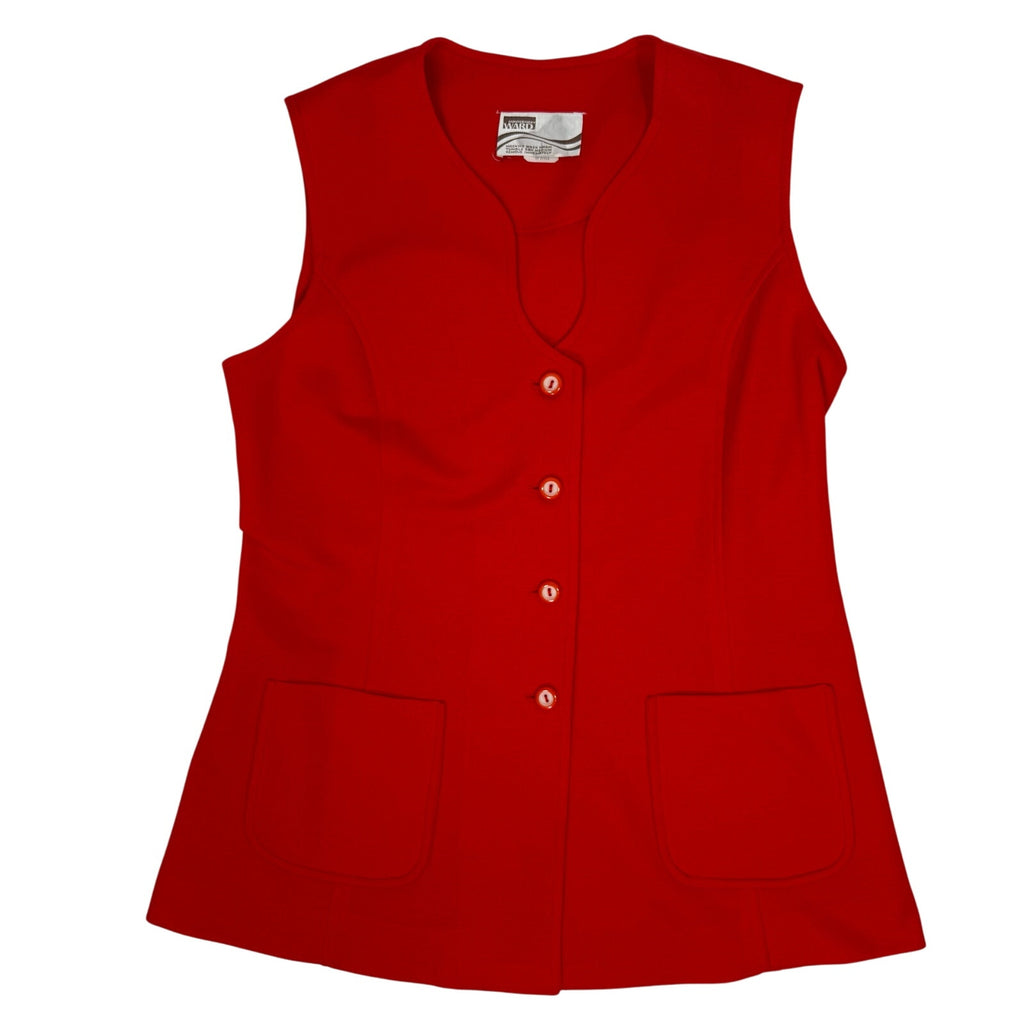 Vintage 70s Polyester Red Vest Blazer Jacket Set Women’s 13/14 Montgomery Ward