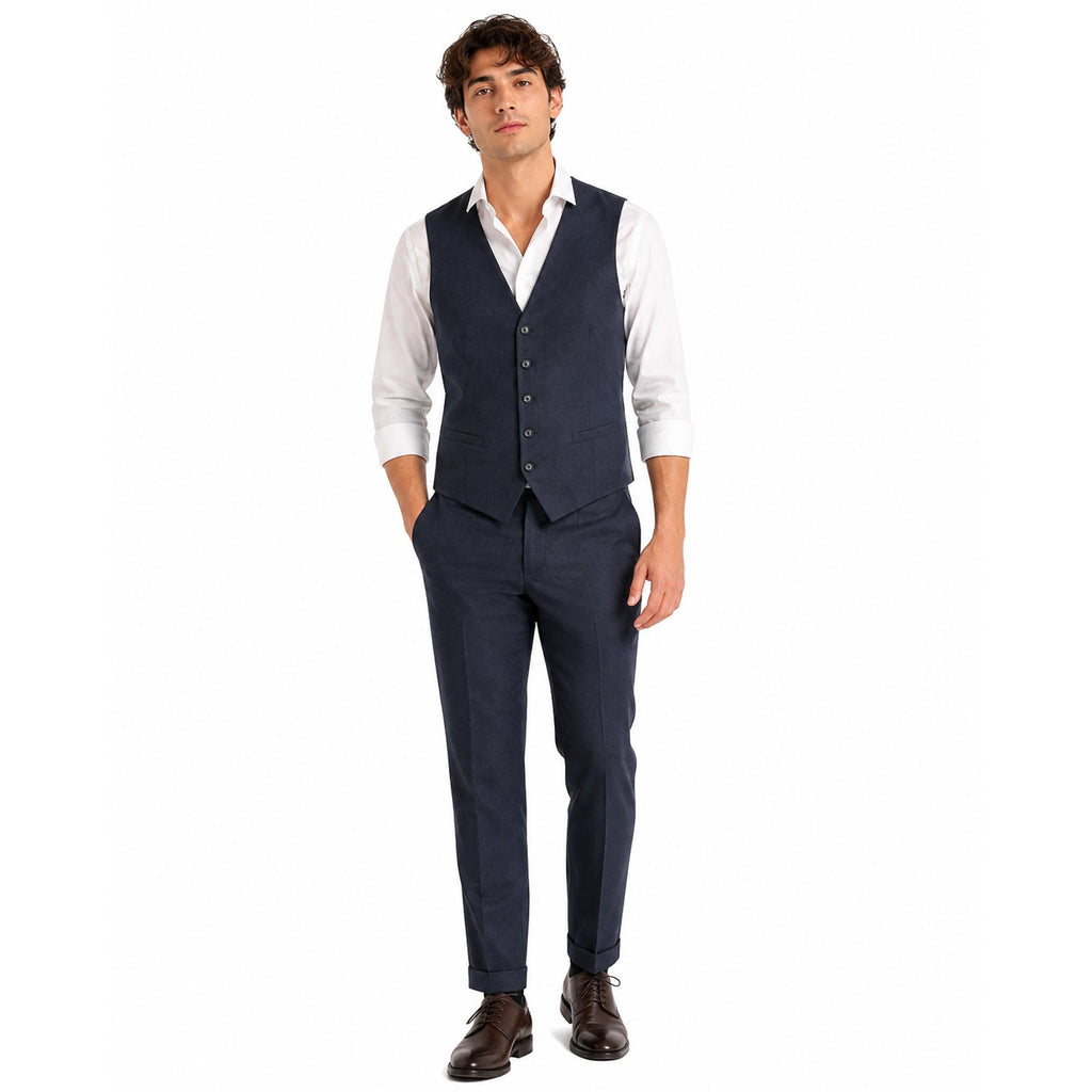 Vintage 2000s Navy Blue Linen Vest Men's Medium Made in Italy