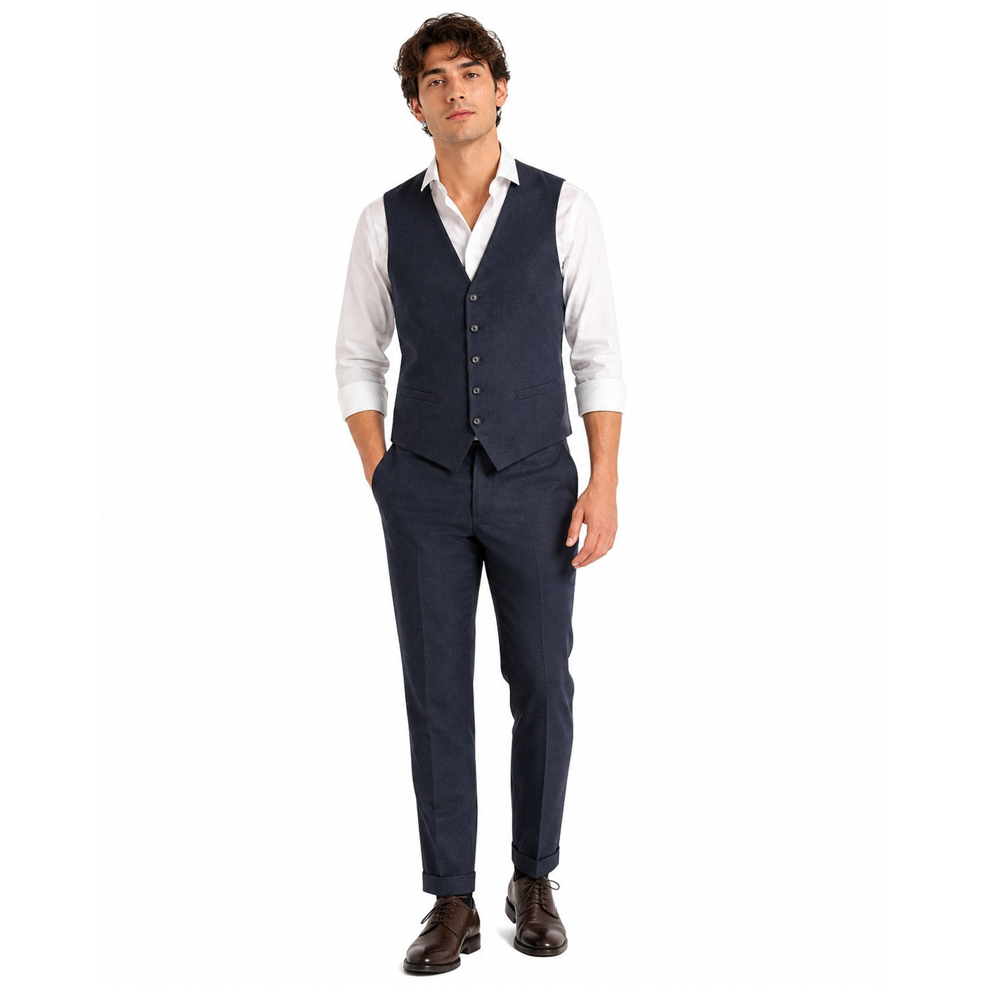 Vintage 2000s Navy Blue Linen Vest Men's Medium Made in Italy