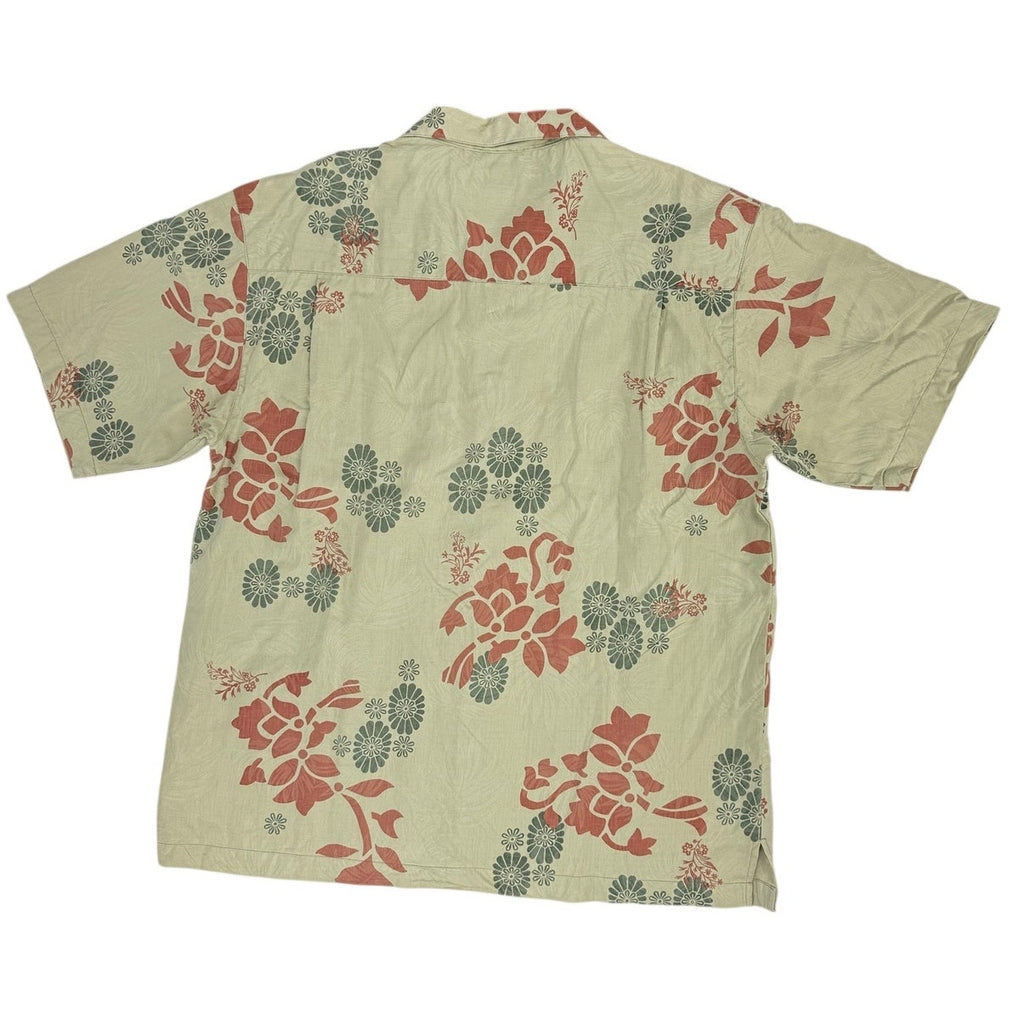 Vintage 90s Paradise Blue Mens XL Silk Floral Hawaiian Camp Shirt