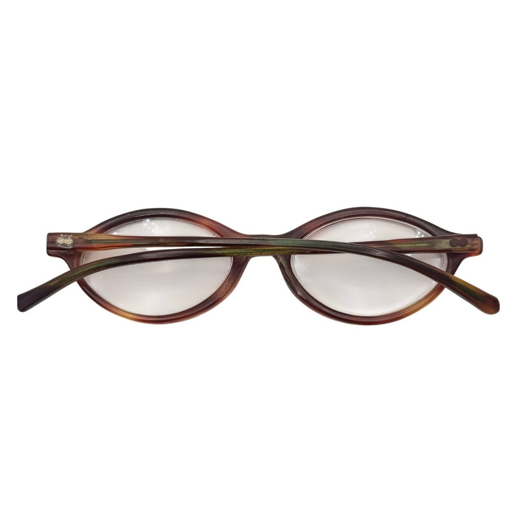 Vintage May 6 Oval Eyeglass Frames Tortoise Brown Wire Temple Glasses