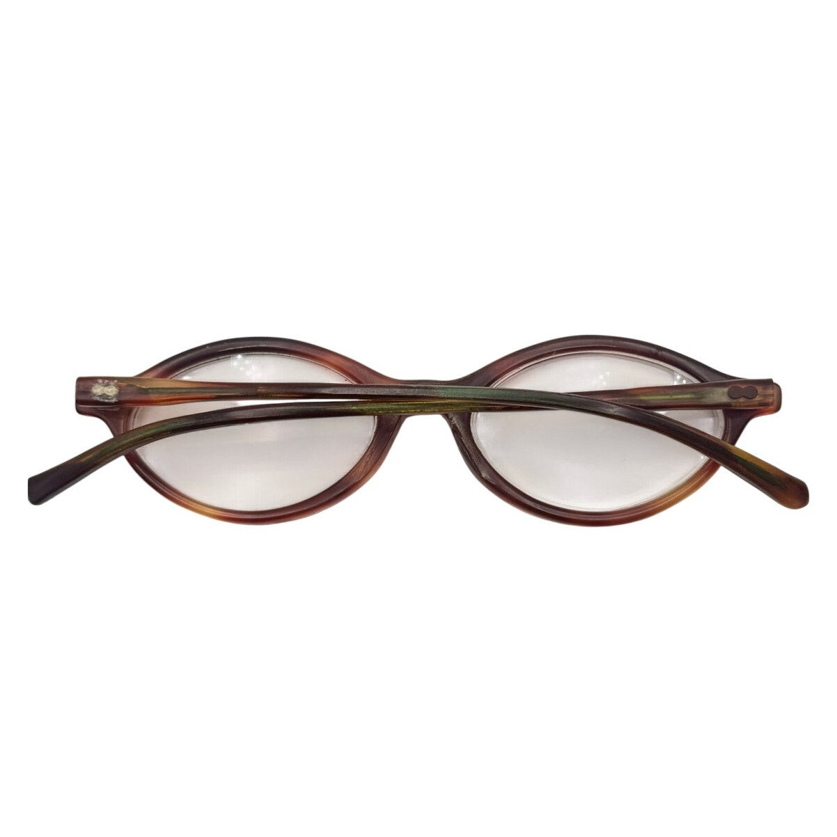 Vintage May 6 Oval Eyeglass Frames Tortoise Brown Wire Temple Glasses
