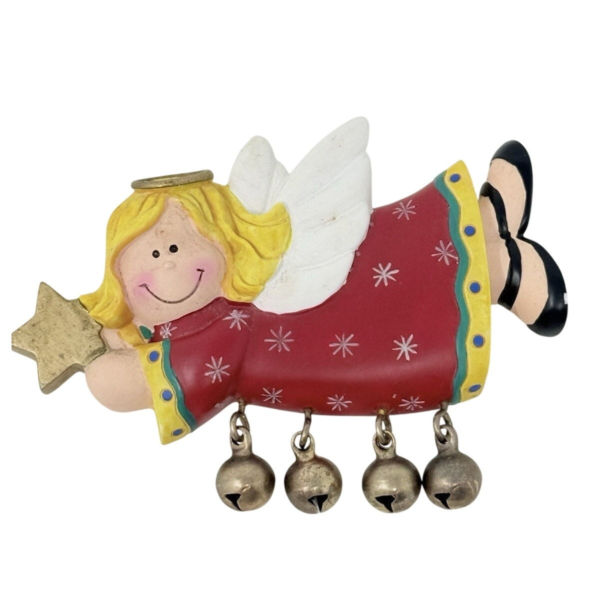 80s Angel Christmas Fridge Magnet w Jingle Bells Holiday Decor