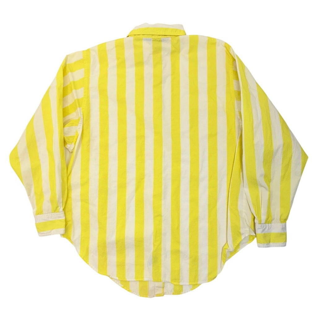 Vintage 80s John Henry Yellow White Stripe Button Front Shirt Women's Small