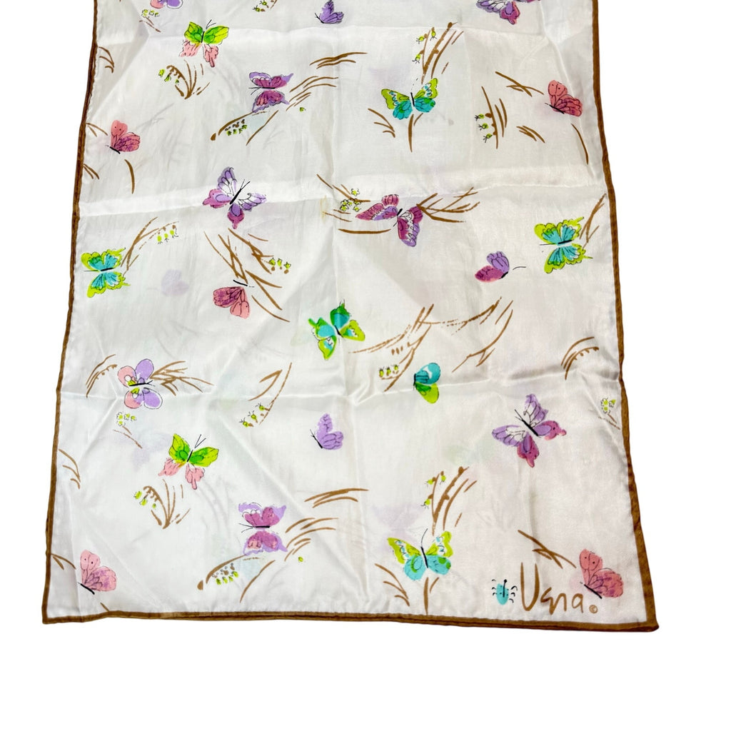Vintage 60s Women's Scarf Signed Vera Neumann Pastel Spring Butterfly