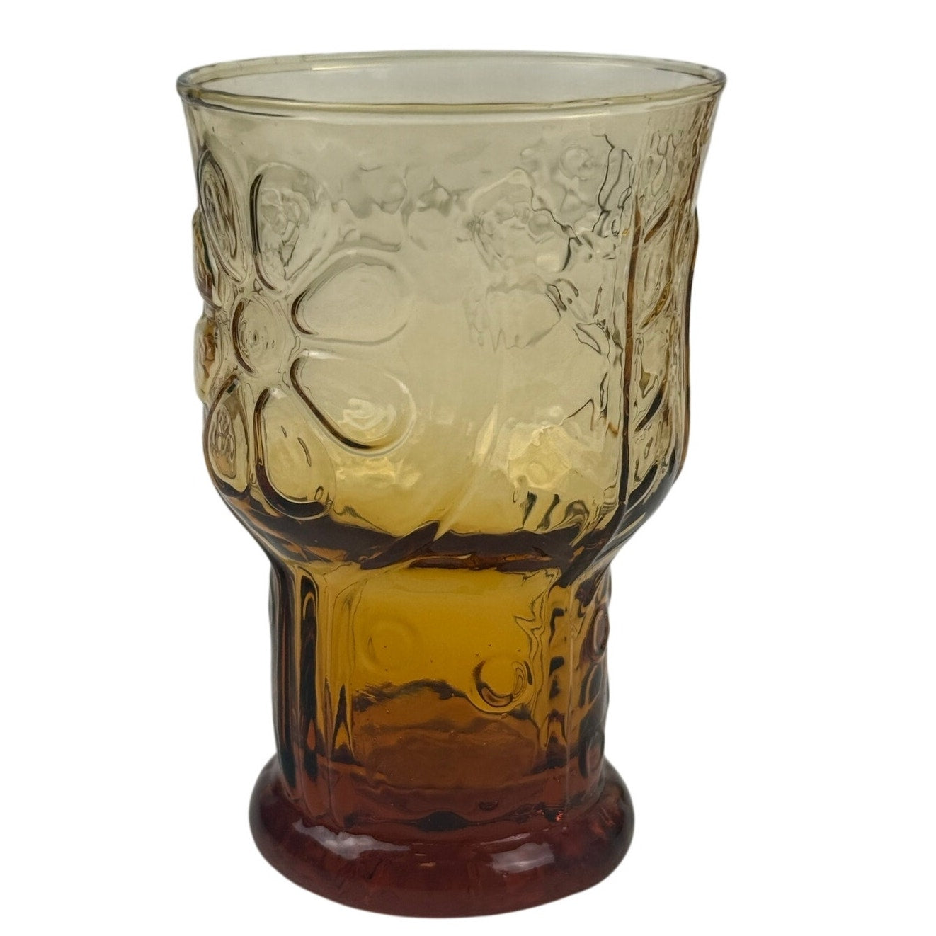 Vintage Libbey Country Garden Daisy Amber 4" Tumblers Glasses Set of 7