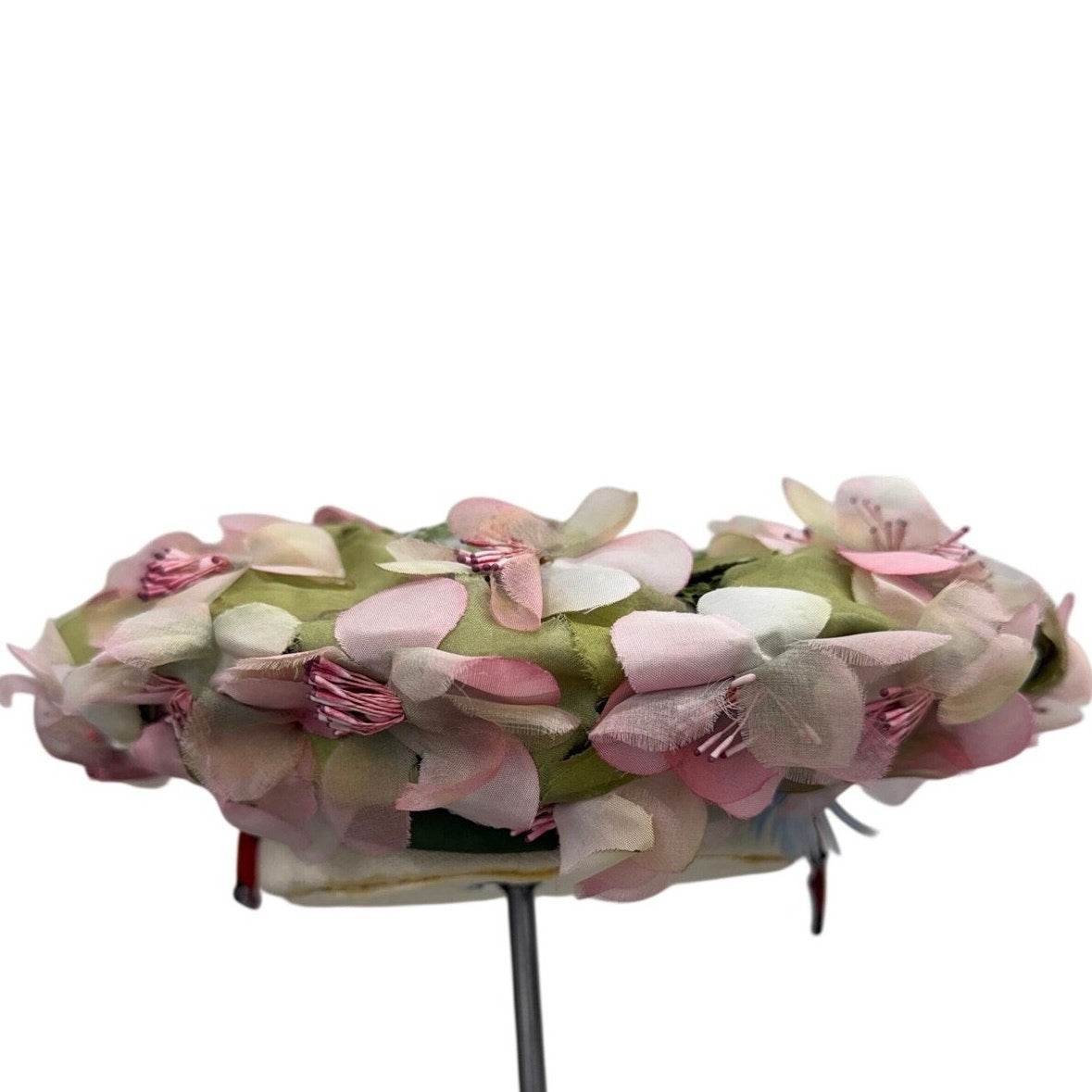 Vintage 50s Patrice Floral Ring Hat Pink Silk Flowers Fascinator