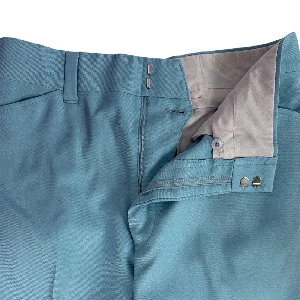 Vintage 70s John Pomer Sky Blue Polyester Leisure Suit Men’s 42 Jacket 33" Waist