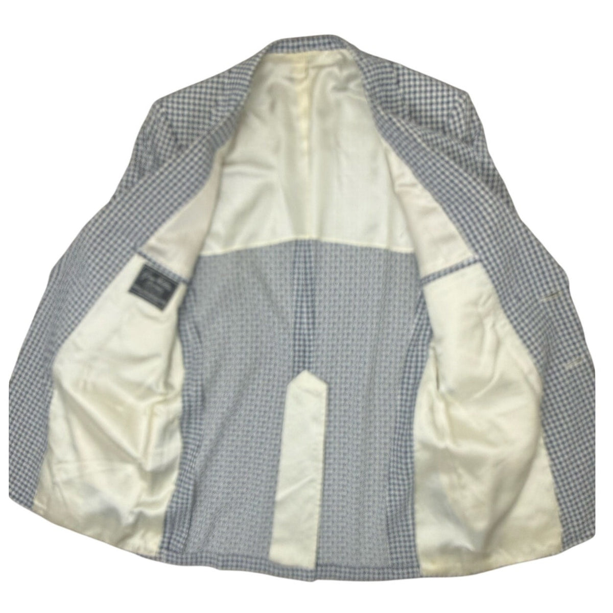 Vintage 70s Men's Large 42R Gray Hilton Navy White Check Blazer Sport Coat USA