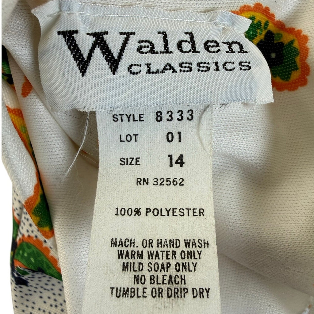 Vintage 70s Walden Classics Paisley Belted Polyester Shirt Dress Size 14