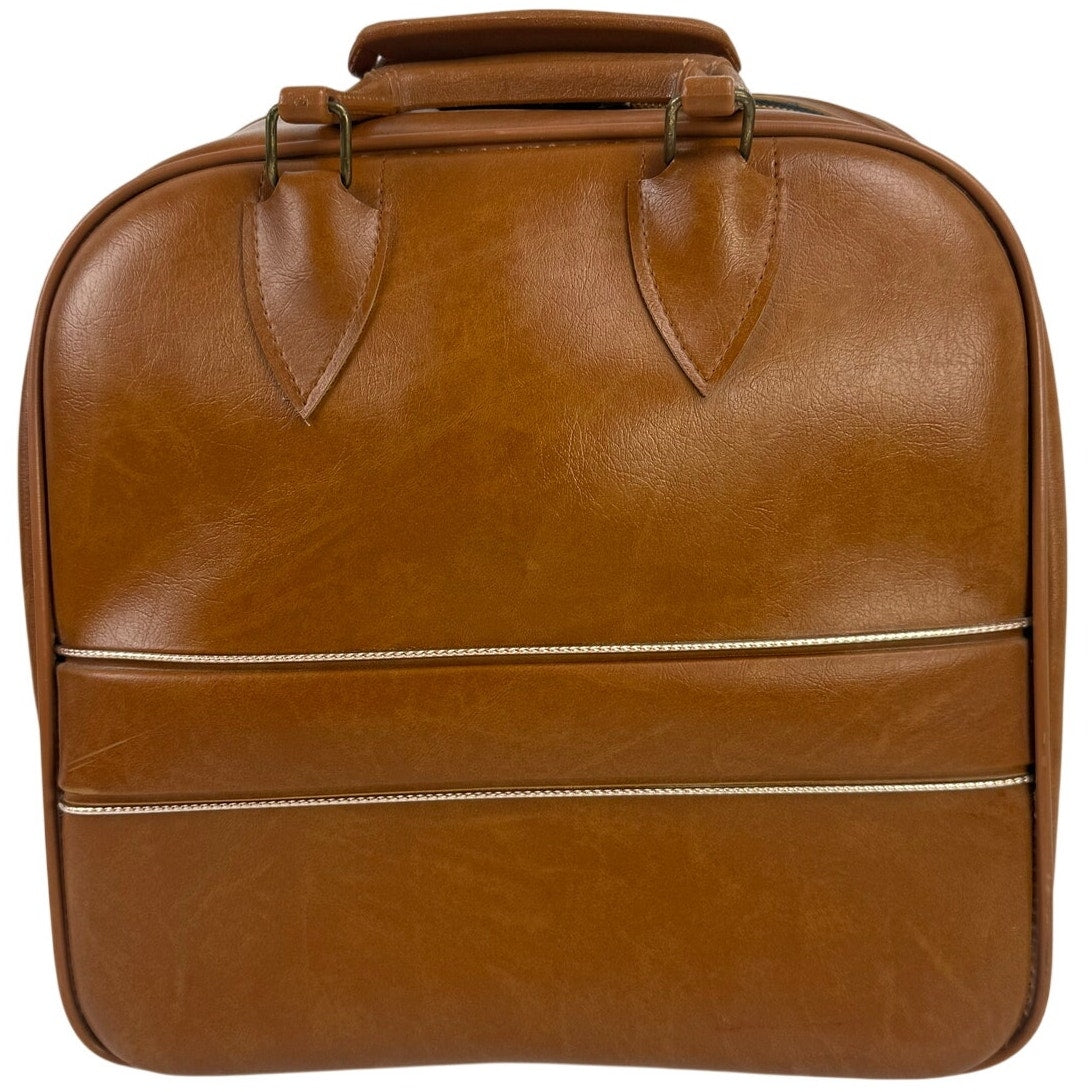 Vintage C C Brown Faux Leather Single Bowling Ball Bag Shoe Compartment
