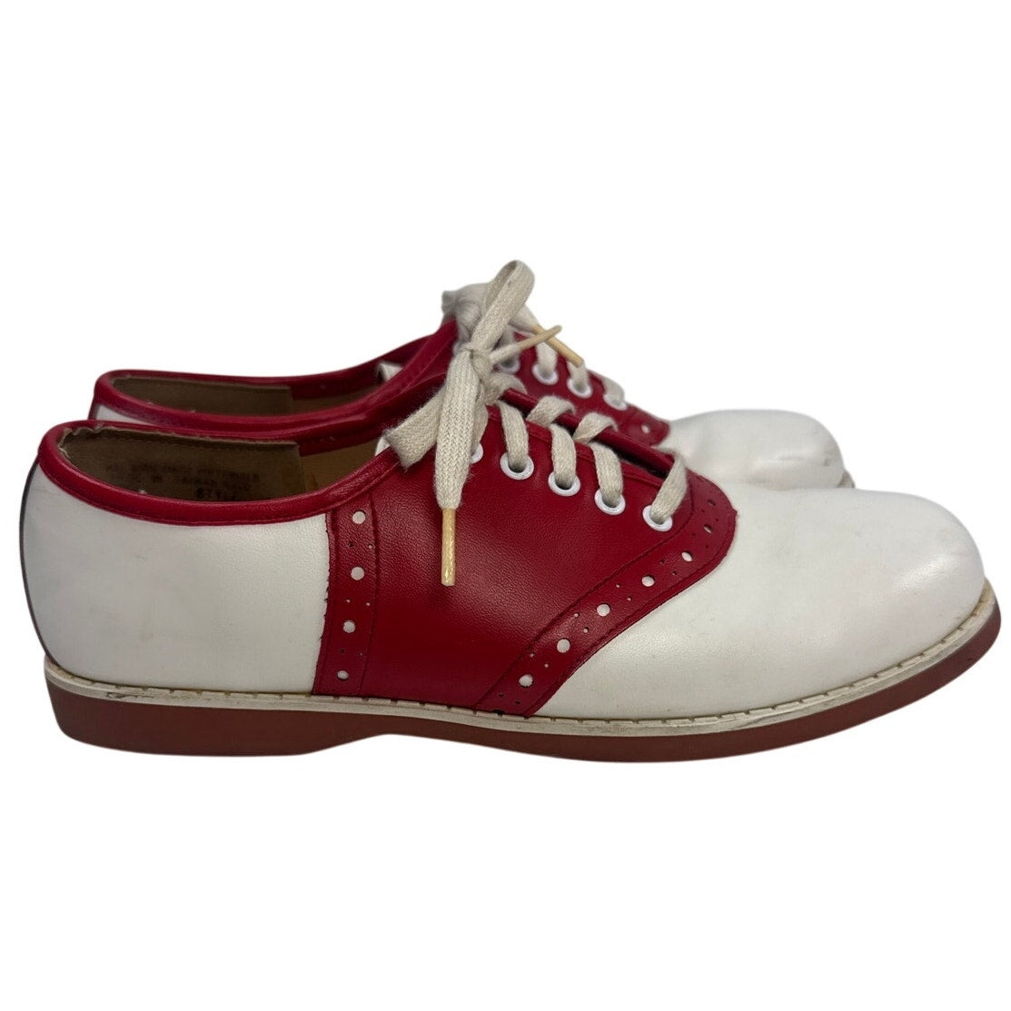 Vintage 70s Sears The Shoe Place Red White Saddle Oxford Shoes Women’s 5.5