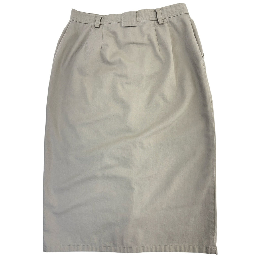 Liz Sport Khaki Button Front Midi Skirt Women's Size 10 100% Cotton