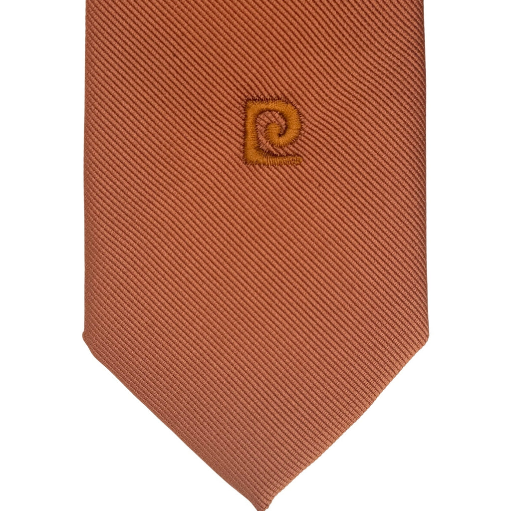 Vintage Pierre Cardin Amber Brown Skinny Tie 80s Woven Polyester Designer