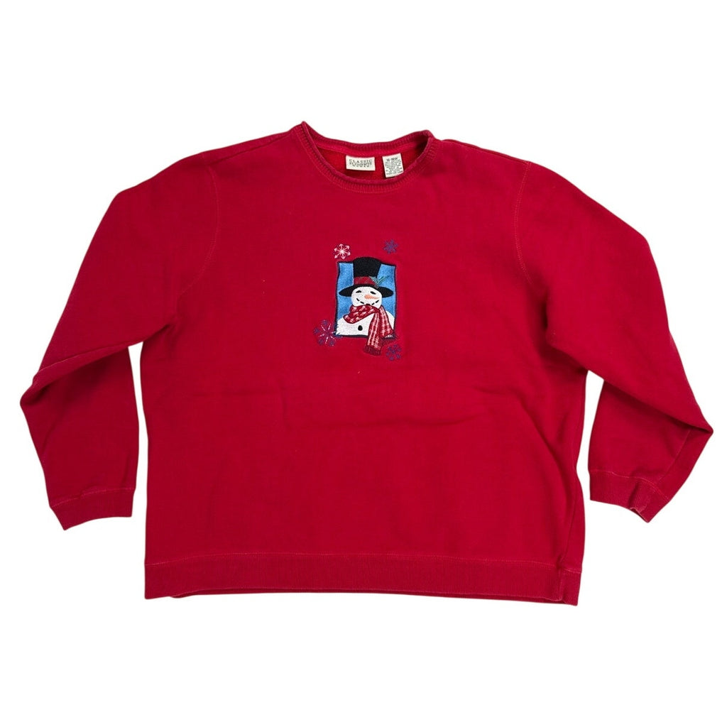 Vintage 80s Classic Elements Red Snowman Christmas Sweatshirt Womens 16–18W