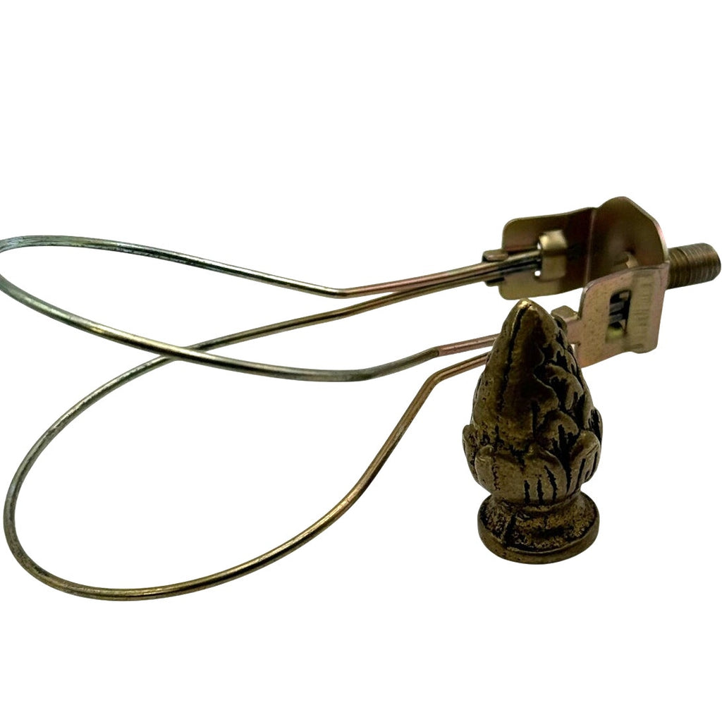 Antique Brass Clip-On Lampshade Adapter Acorn Finial Lamp Shade Holder