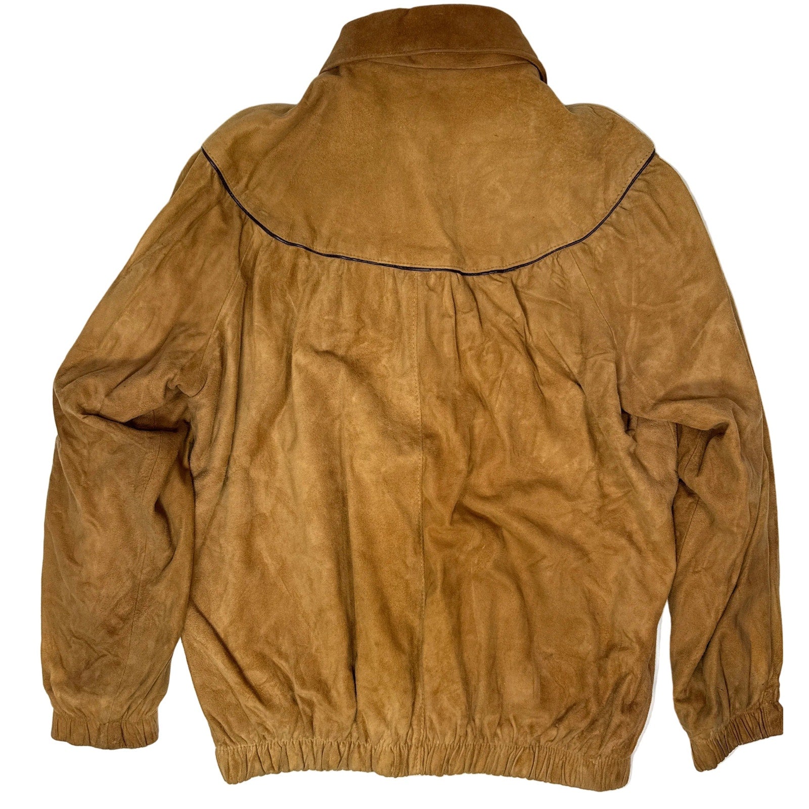 Vintage 80s Women’s L/XL Cotedazur Fawn Brown Suede Jacket Leather Trim