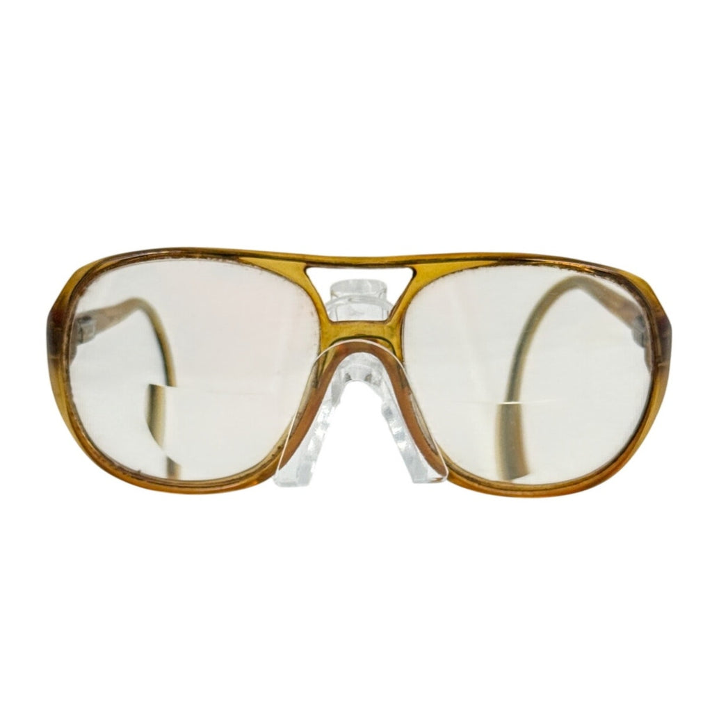Vintage 70s 80s Amber Brown Double Bridge Aviator Eyeglass Frames Unisex
