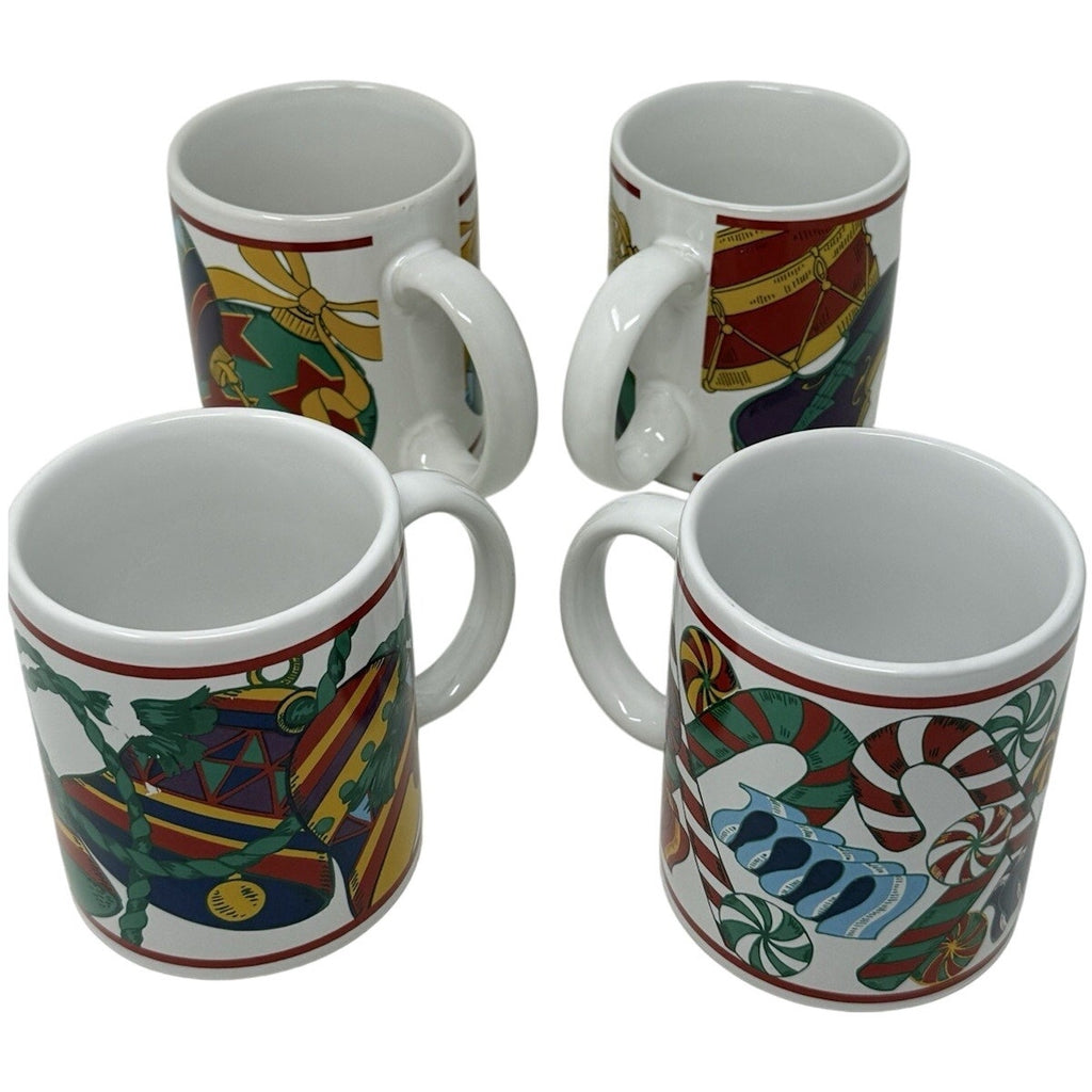 Vintage 90s Christmas Mugs Holiday Splendor Riviera Van Beers Mugs Set of 4