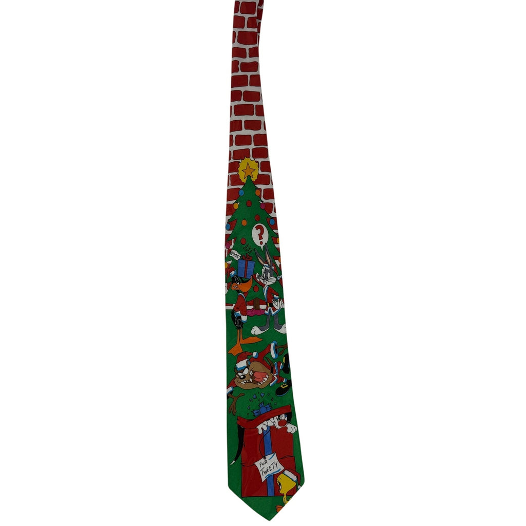 Vintage 90s Looney Tunes Christmas Tie Tweety Tasmanian Devil Holiday
