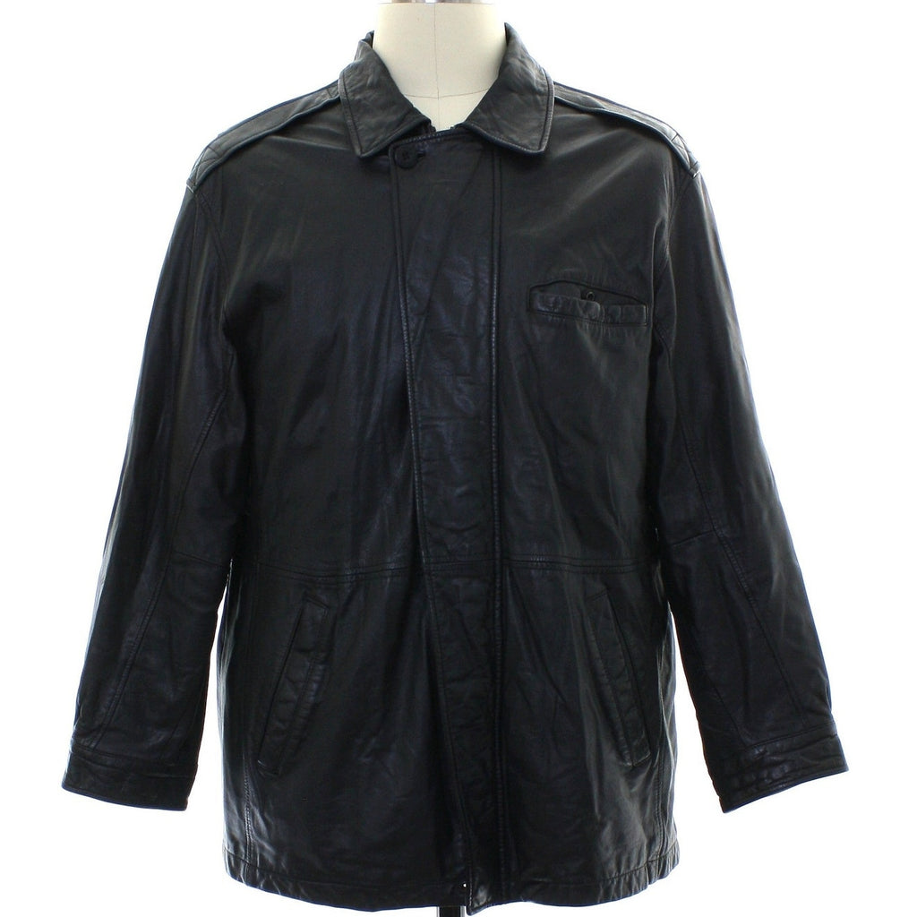 Vintage 90s Men’s XL Wilsons Black Leather Jackets Zip Front Snap Cuffs Lined