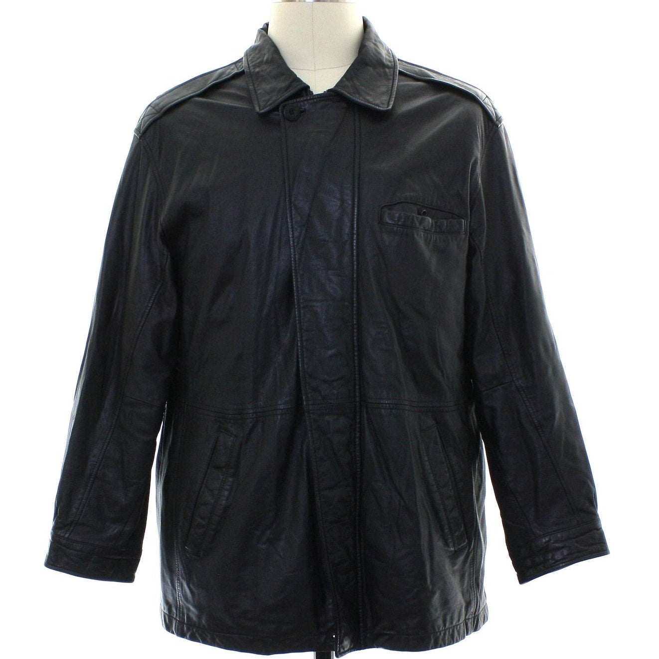 Vintage 90s Men’s XL Wilsons Black Leather Jackets Zip Front Snap Cuffs Lined