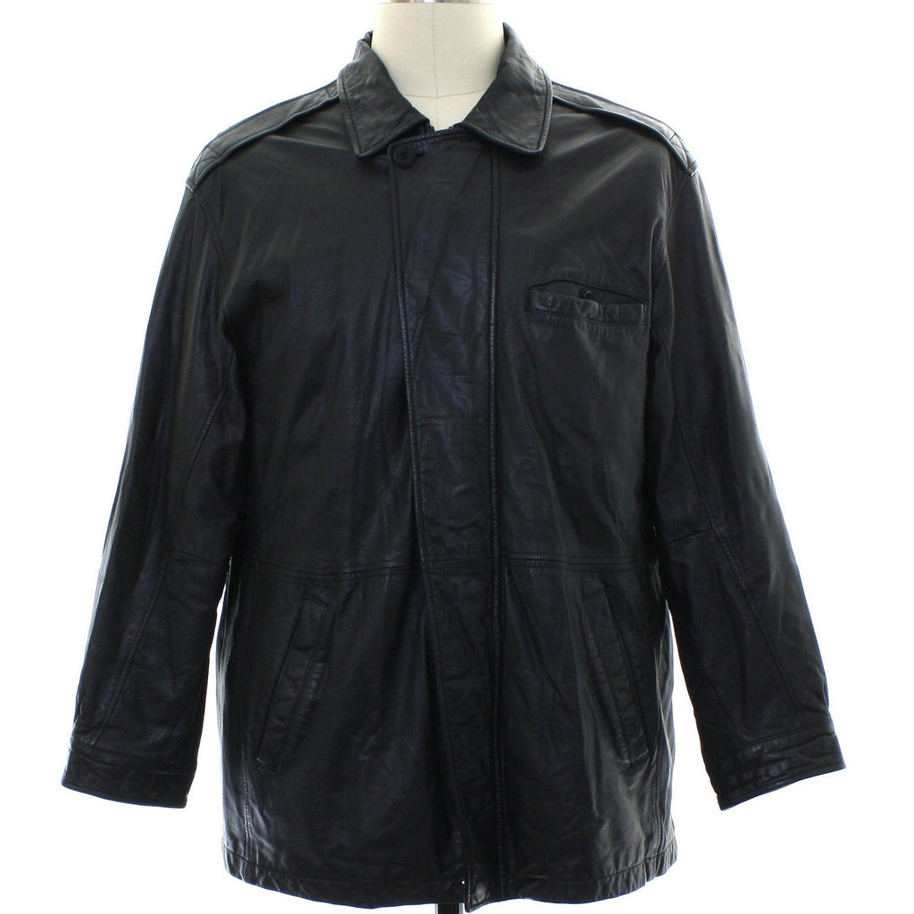 Vintage 90s Wilsons Black Leather Jackets Zip Front Snap Cuffs Lined Men’s XL