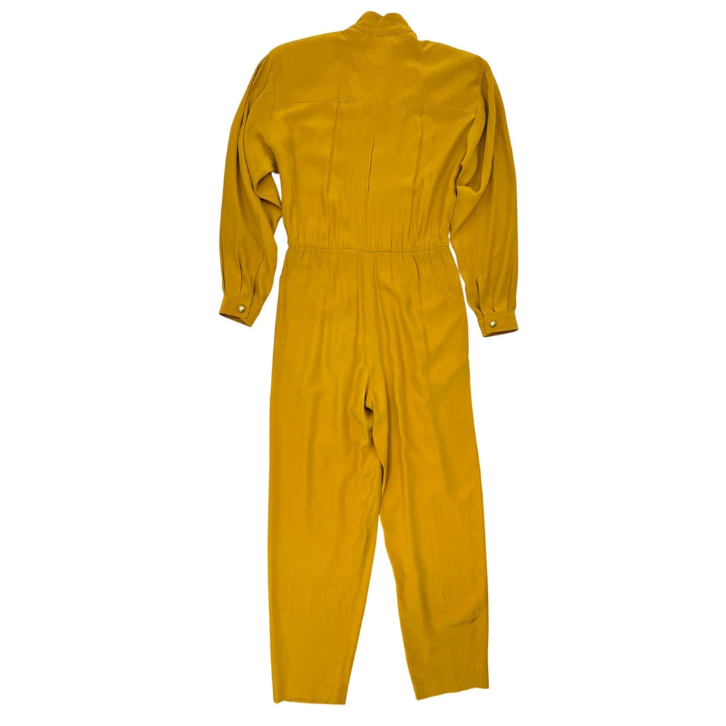 Vintage 90s Women's 2 Liz Claiborne Petite Silk Jumpsuit Gold Amber