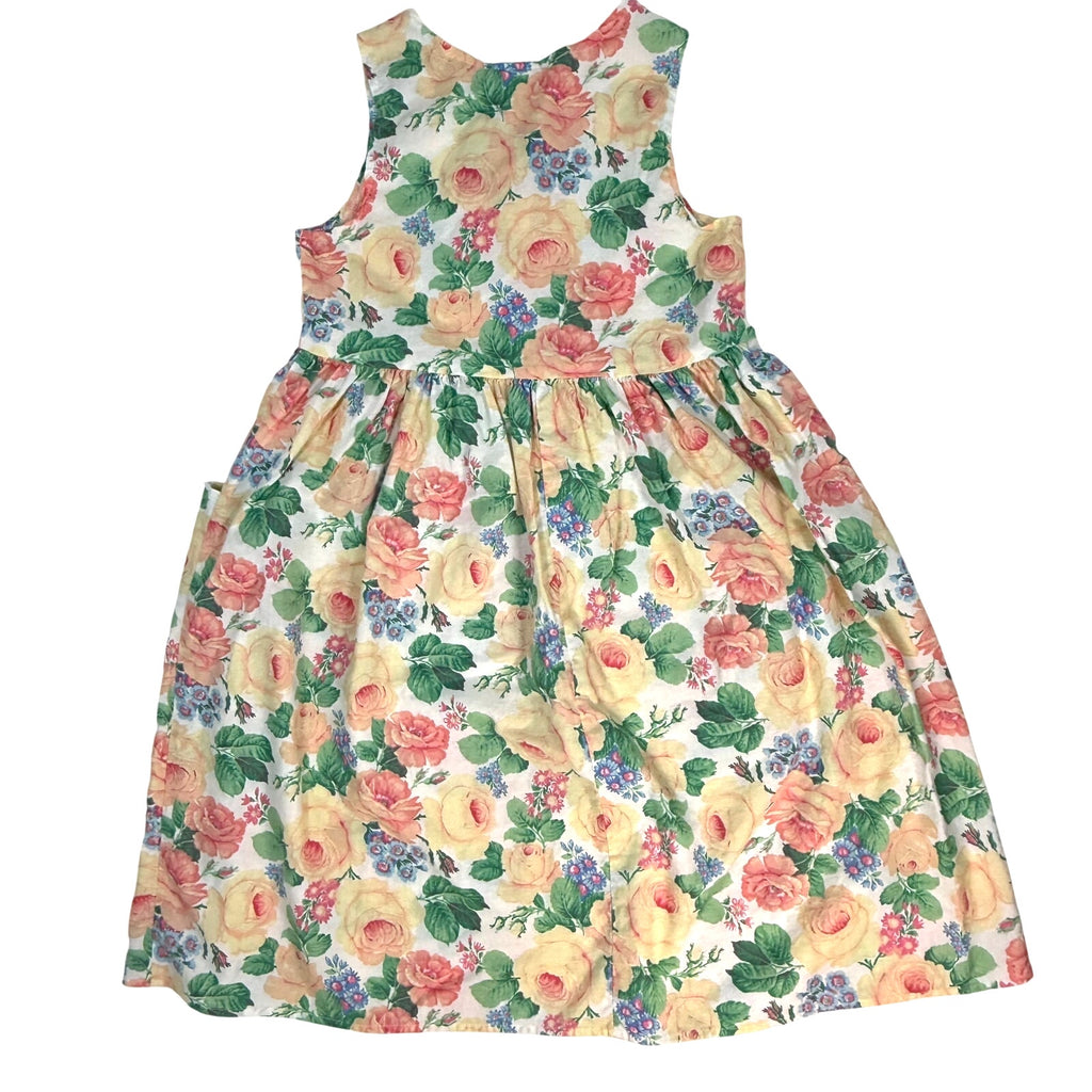 Vintage 90s Girl’s 16 Flower Summer Dress Cascade Kids Cotton Made USA Pockets