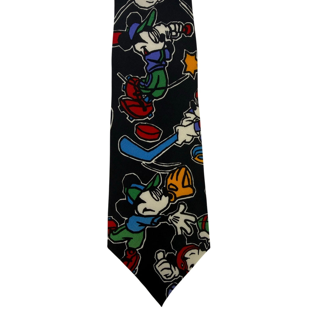 Vintage 90s Disney Mickey Mouse Sports Silk Tie Balancine Korea 58.5" Novelty