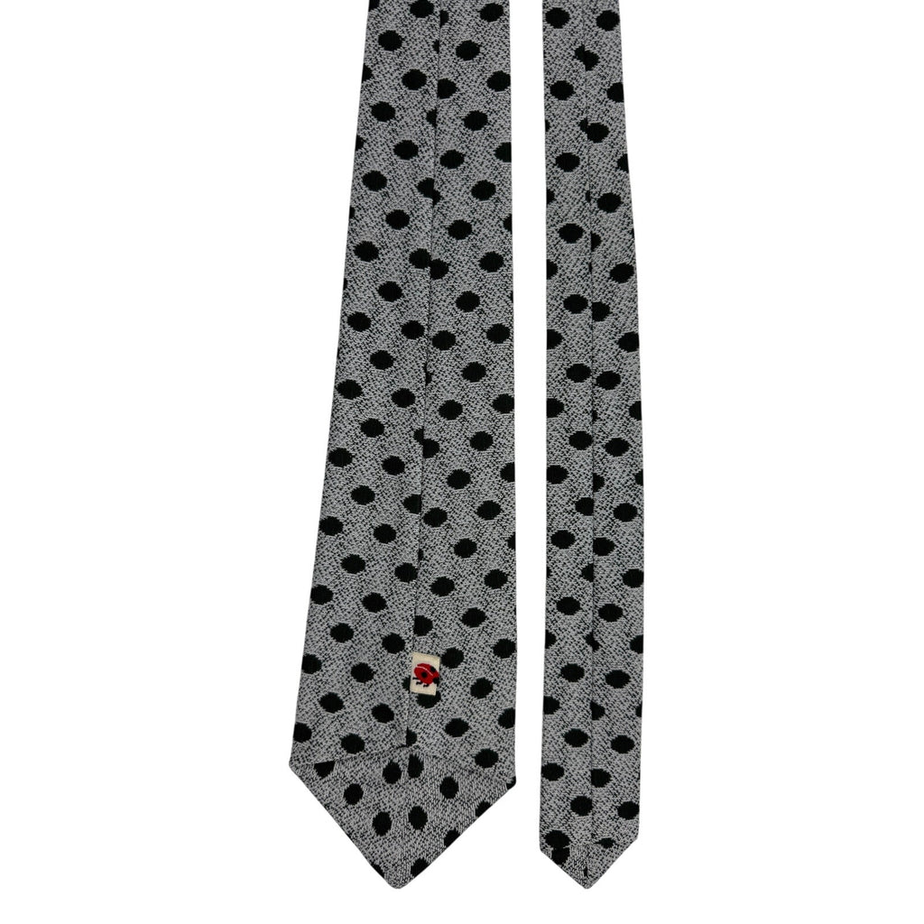 Vintage 70s Ladybug Label Green White Geometric Wide Polyester Tie