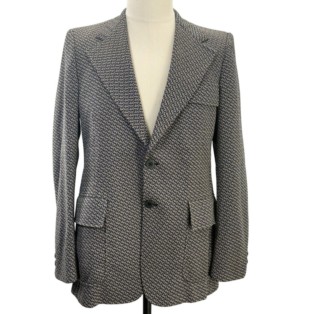 Vintage 70s Men's Medium 40R Gay Blade Houndstooth Double Knit Sport Coat
