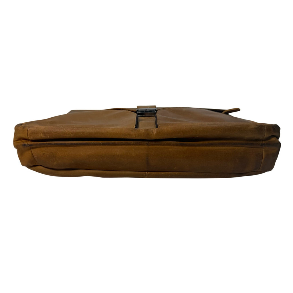 Vintage 90s Vicenzo Leather Briefcase Laptop Messenger Bag Camel Brown