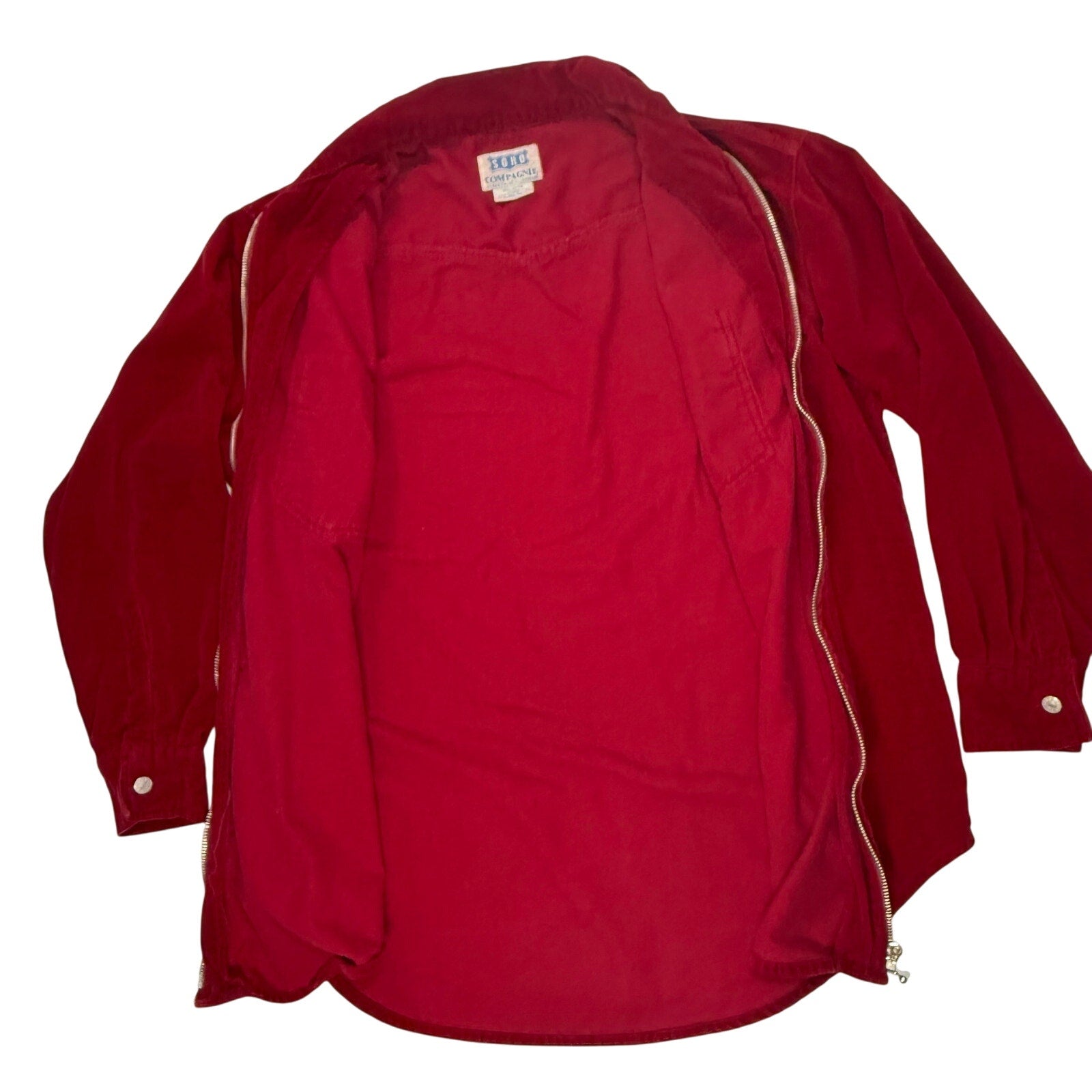 Vintage 90s Women's Small Red Shacket Zip Jacket SOHO Compagnie