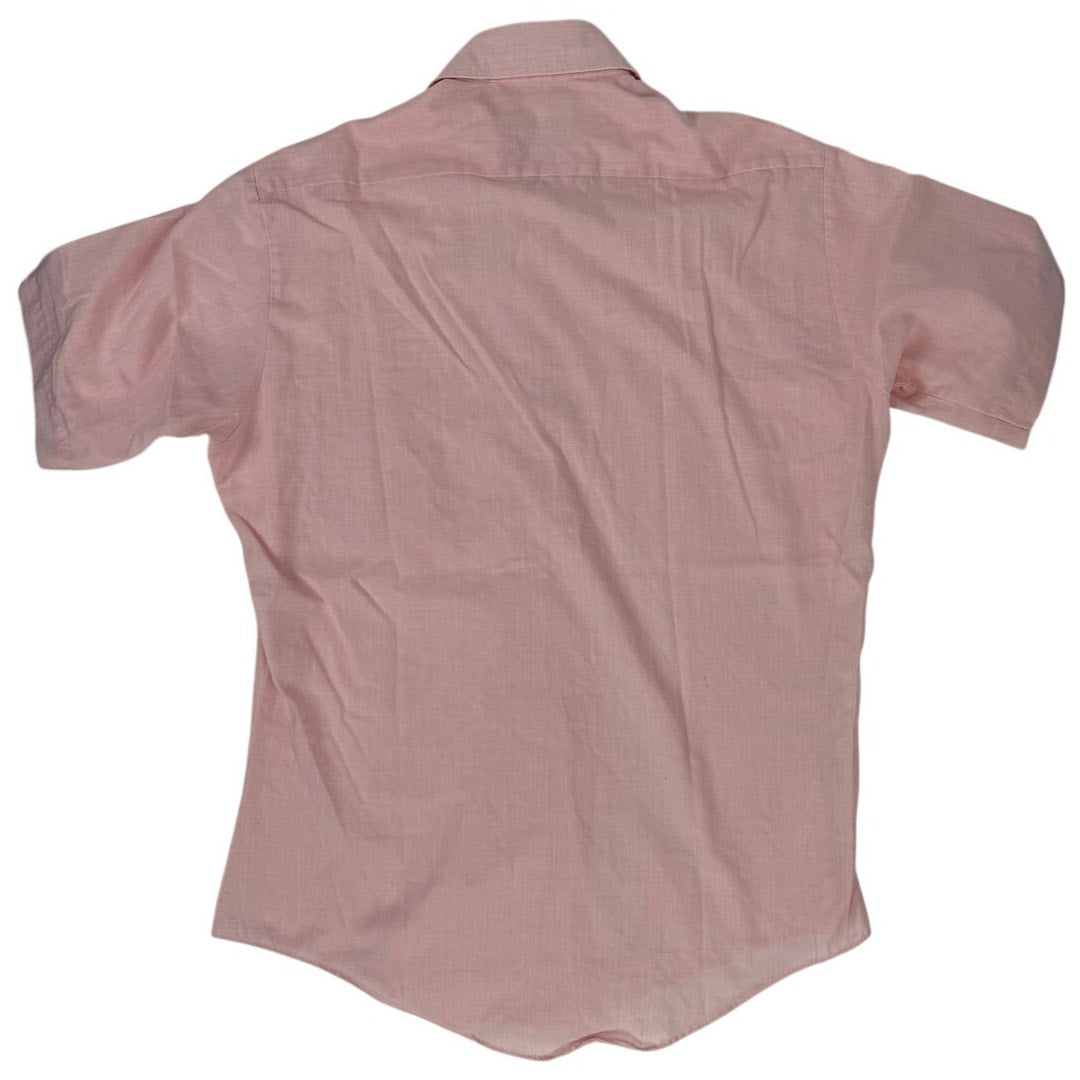 Vintage 70s Golden Comfort Pink Short Sleeve Point Collar Shirt Mens 42