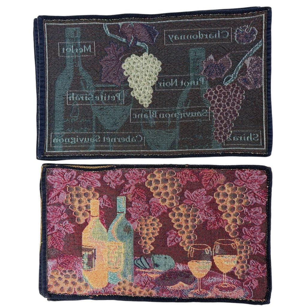 Vintage 90s Wine Grapes Tapestry Placemats Set of 8 Two Designs 18 5x11 5