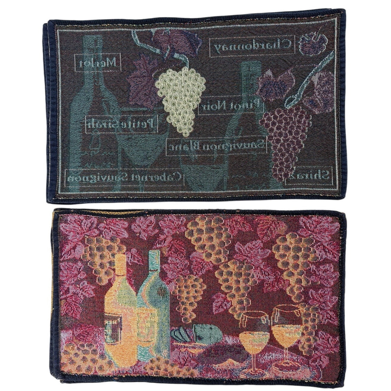 Vintage 90s Wine Grapes Tapestry Placemats Set of 8 Two Designs 18 5x11 5