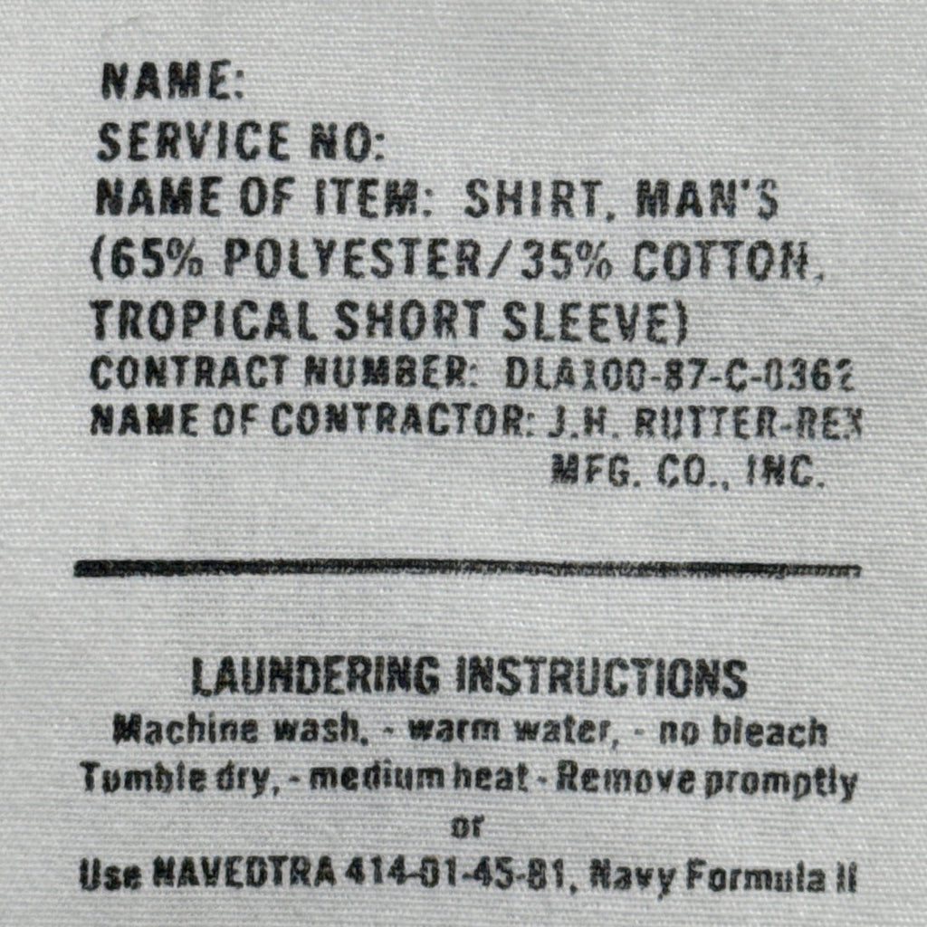 Vintage 80s US Navy Tropical White Uniform Shirt Petty Officer 1st Class L
