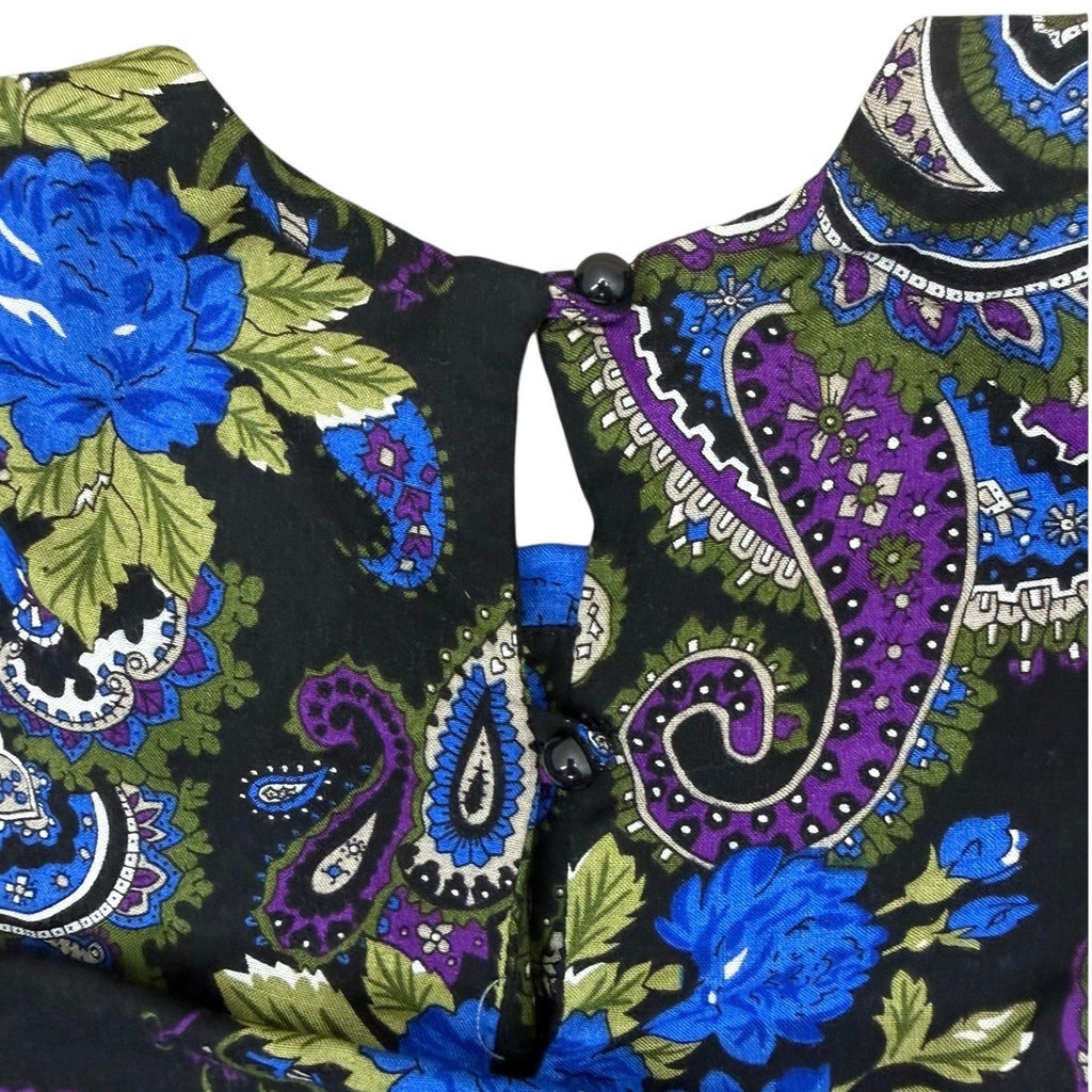 Vintage 80s Jeffrey & Dara Floral Paisley Rayon Maxi Dress Womens 9/10