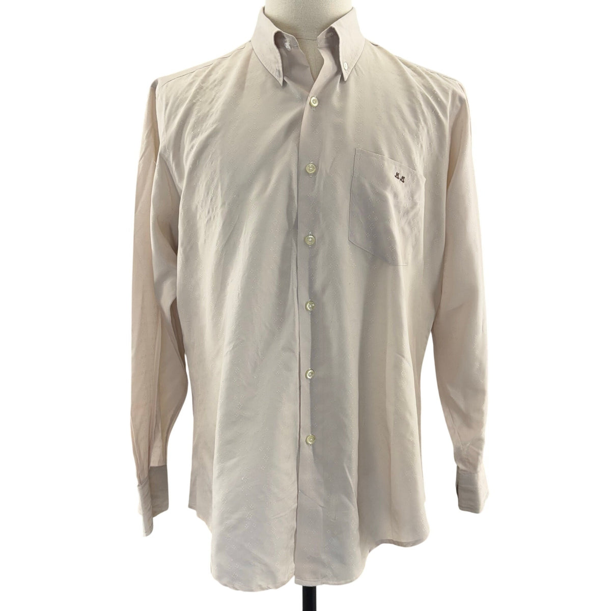 Vintage 80s Jimmy’s Button Down Long Sleeve Shirt Beige White Men's Large