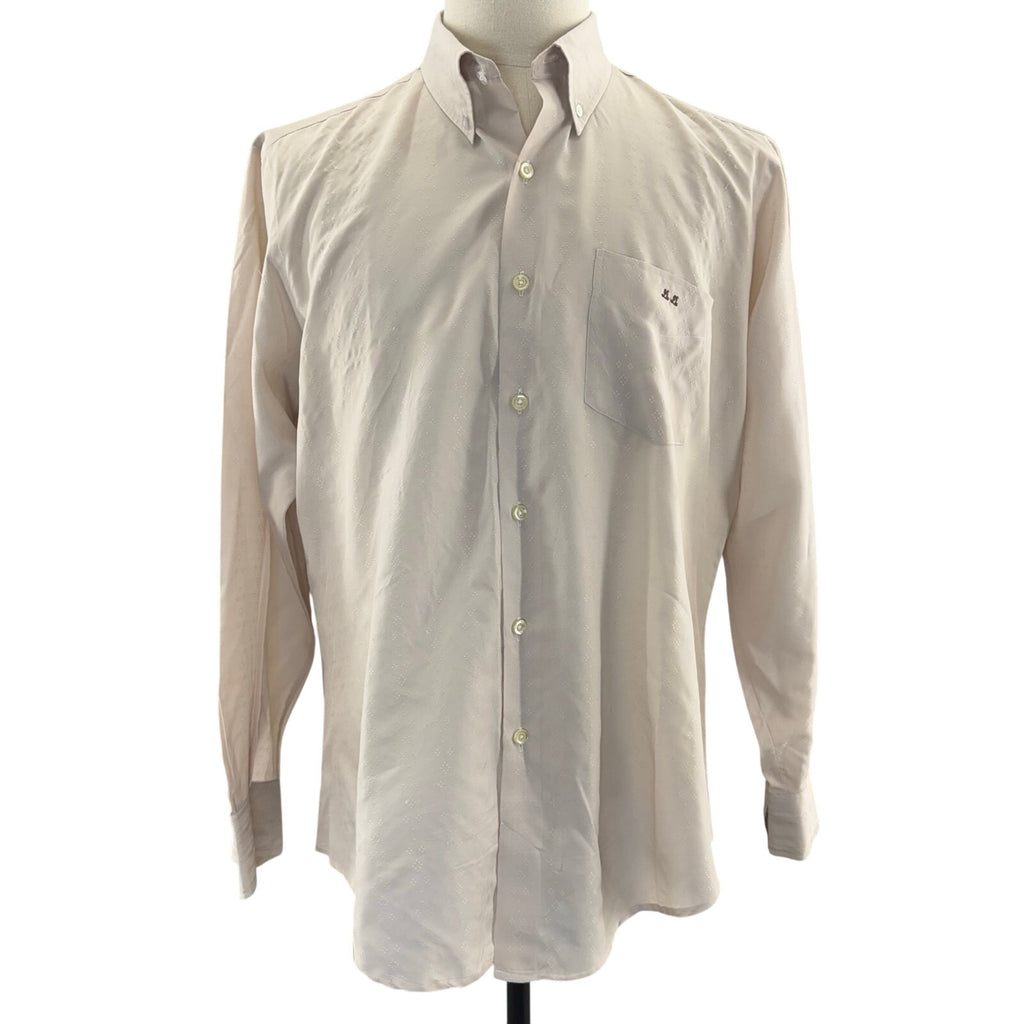Vintage 80s Jimmy’s Button Down Long Sleeve Shirt Beige White Men's Large