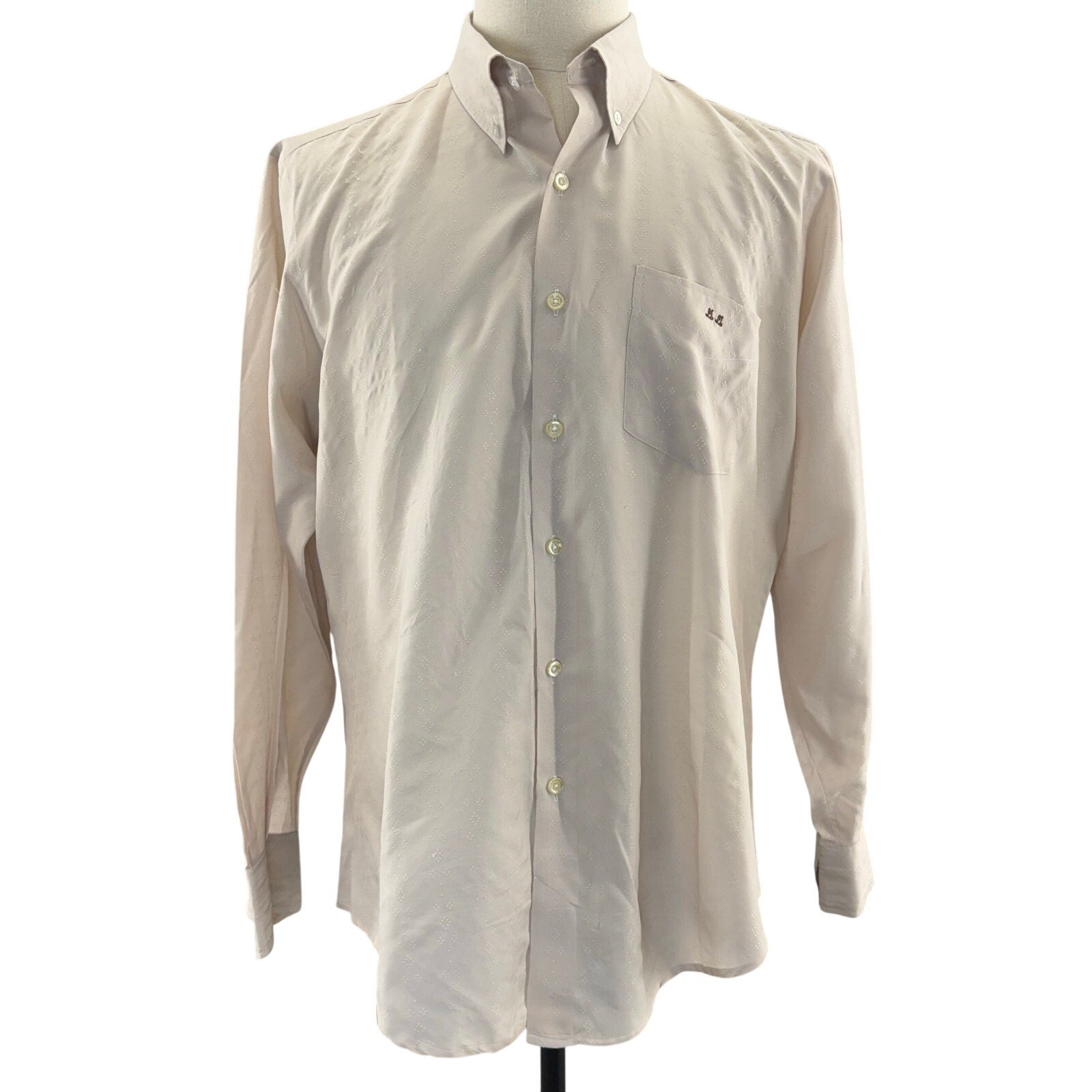 Vintage 80s Jimmy’s Button Down Long Sleeve Shirt Beige White Men's Large