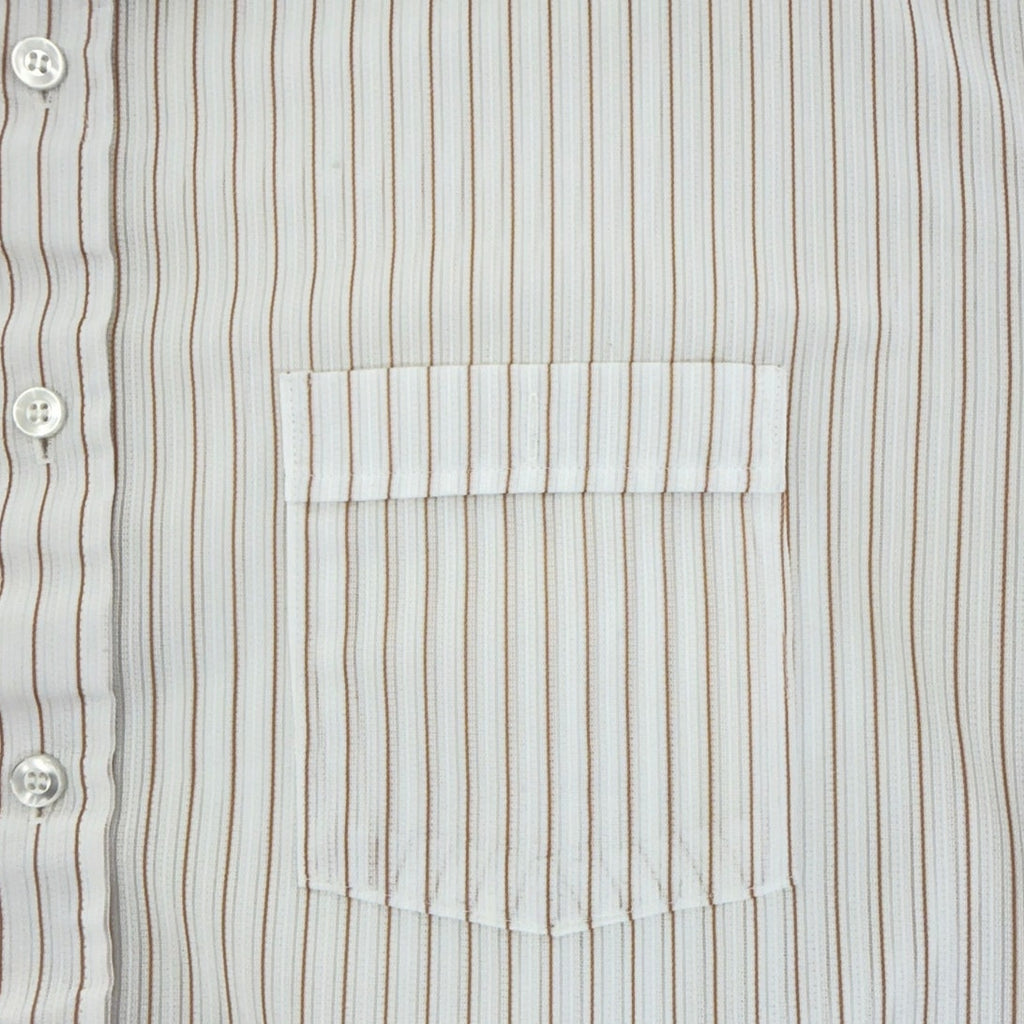 Vintage 80s White Gold Pinstripe Button Down Short Sleeve Shirt Men's XL