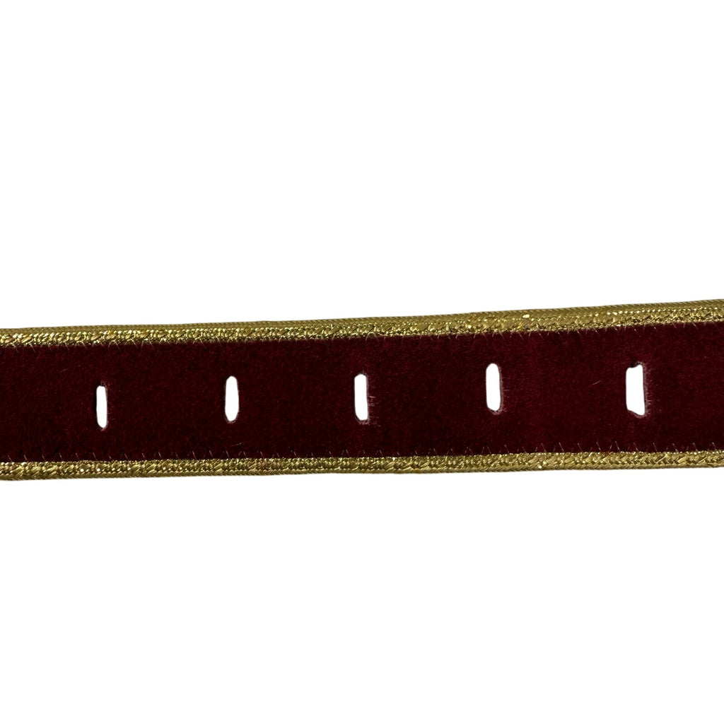 Vintage 80s Burgundy Belt Gold Trim 35" Women’s Small Made in USA