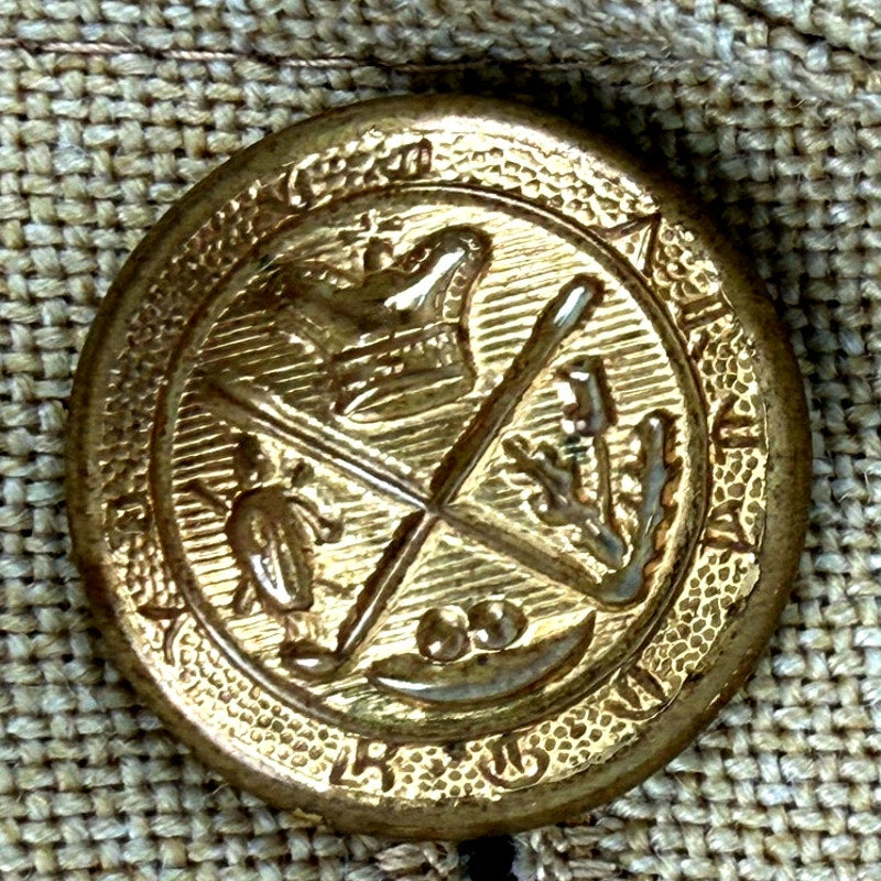 Vintage 1970s Carolcrest Men's Tan Blazer Gold Heraldic Buttons 42