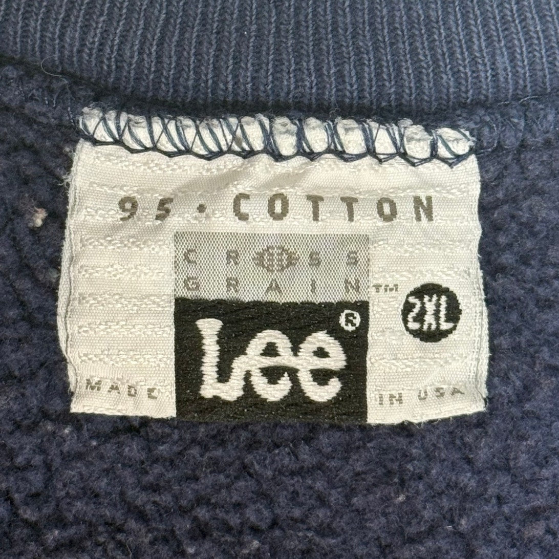 Vintage 90s Lee Oregon Sweatshirt Men’s 2XL Blue Plaid Logo Crewneck