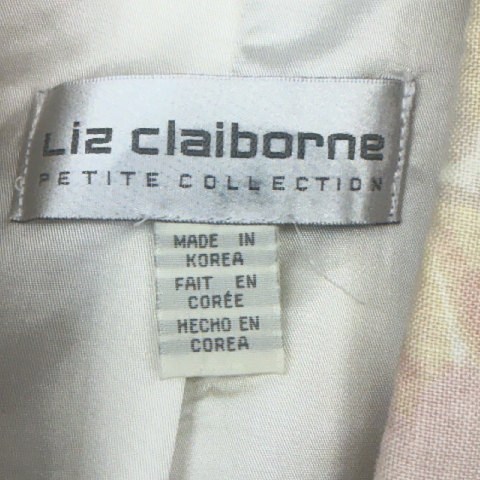 Vintage 90s Liz Claiborne Womens 4P Pink Floral Linen Blazer Shoulder Pads