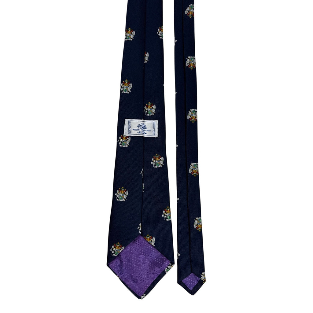 Vintage 80s Welbon Haskell Navy Heraldic Crest Polyester Necktie
