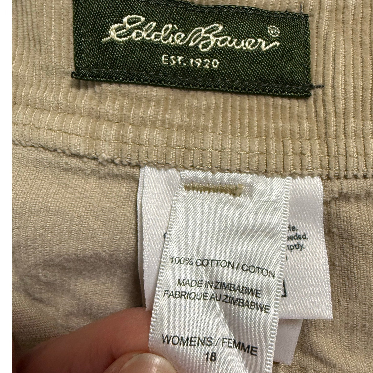 Vintage 90s Women’s 18 Eddie Bauer Tan Corduroy Skirt Western Cotton