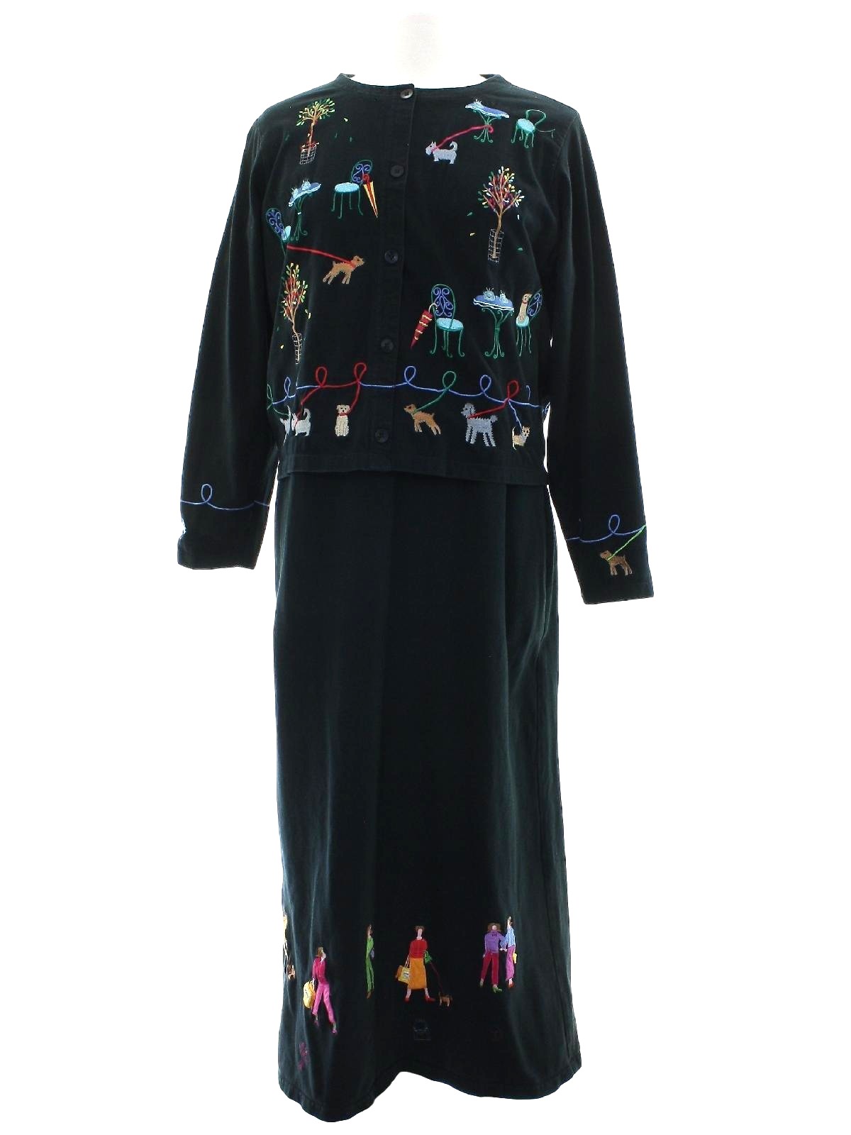 Womens Michael Simon Designer Folk Art Dress